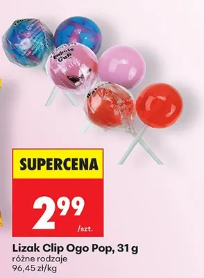 Lizak Clip Ogo Pop różne rodzaje promocja w Biedronka