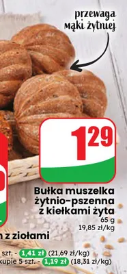 Bułka muszelka żytnio-pszenna z kiełkami żyta promocja w Dino