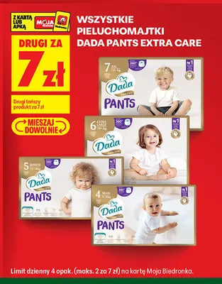 Pieluchomajtki Dada Pants Extra Care 7 XXL 18+kg promocja w Biedronka