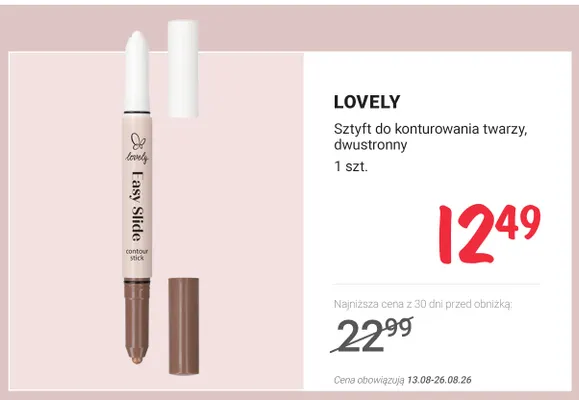 Sztyft do konturowania twarzy dwustronny Lovely Easy Slide promocja w Rossmann