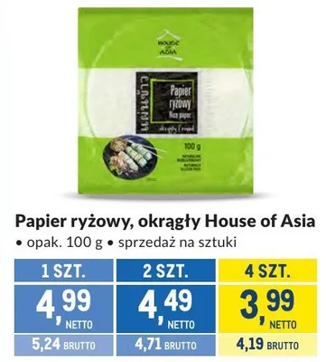 Papier ryżowy, okrągły House of Asia promocja w Makro