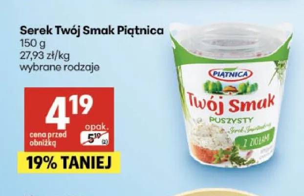 Serek Twój Smak Piątnica promocja w Delikatesy Centrum