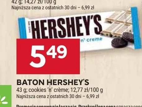 Baton Hershey's Cookies 'n' Creme promocja w Stokrotka