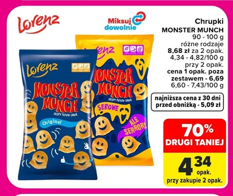 Chrupki Monster Munch serowe Lorenz promocja w Carrefour