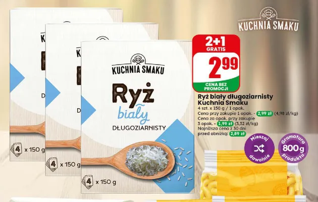 Ryż biały długoziarnisty Kuchnia Smaku 4-pak 150 g promocja w Dino