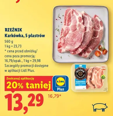 Karkówka, 5 plastrów promocja w Lidl