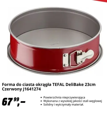 Forma do ciasta okrągła Tefal DeliBake 23 cm czerwony J1641274 promocja w Media Markt