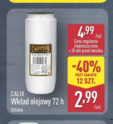 Wkład olejowy Calix 72h promocja w Aldi