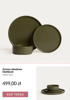 Zestaw obiadowy Famelio zielony 18 el promocja w Homla