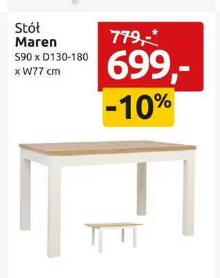 Stół Maren S90xD130-180xW77cm promocja w Black Red White