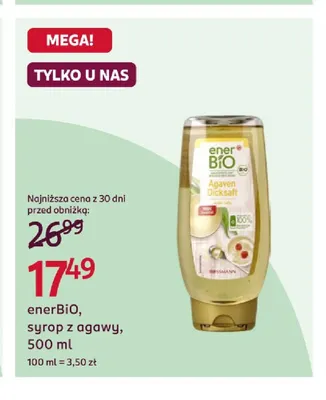 Syrop z agawy enerBiO promocja w Rossmann