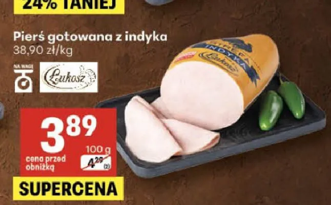Pierś gotowana z indyka Łukosz promocja w Delikatesy Centrum
