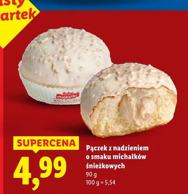 Pączek z nadzieniem o smaku michałków śnieżkowych promocja w Lidl