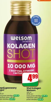 Shot kolagen Welsom 10000mg z biotyną cynkiem i witaminami promocja w Dino
