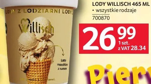 Lody Willisch 465 ml promocja w Selgros