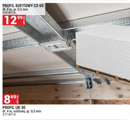 Profil UD 30 dł. 4m, sufitowy, gr. 0,5mm promocja w Merkury Market