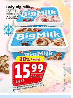Lody Big Milk Algida promocja w Prim Market