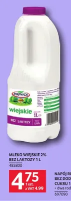 Mleko wiejskie 2% bez laktozy Piątnica promocja w Selgros
