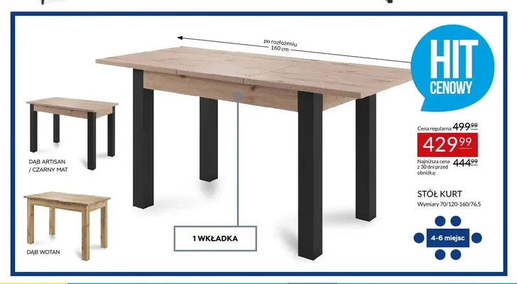 Stół Kurt promocja w Abra Meble