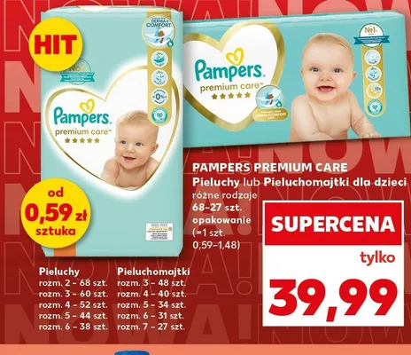 Pieluchy dla dzieci Pampers Premium Care promocja w Kaufland