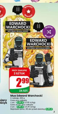 Mus jabłko-brzoskwinia-banan Edward Warchocki promocja w Dino