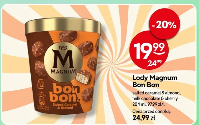 Lody Magnum Bon Bon milk chocolate & cherry promocja w Żabka