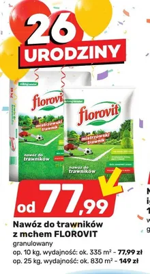 Nawóz do trawników z mchem FLOROVIT granulowany 25kg promocja w Bricomarche