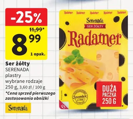 Ser żółty w plastrach Radamer Serenada promocja w Intermarche