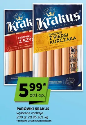 Parówki Krakus z piersi kurczaka drobiowe promocja w Euro Sklep