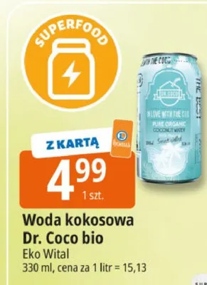 Woda kokosowa Dr. Coco bio Eko Wital promocja w Leclerc