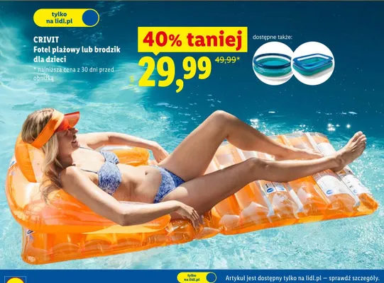 Fotel plażowy lub brodzik dla dzieci promocja w Lidl