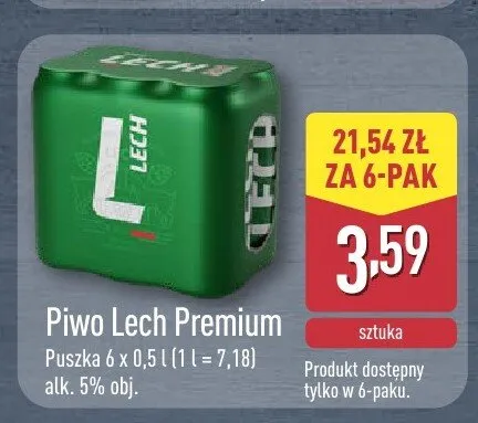 Piwo Lech Premium 6-pak 500ml promocja w Aldi