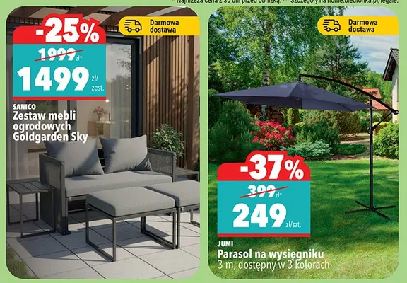 Parasol na wysięgniku 3 m, dostępny w 3 kolorach promocja w Biedronka