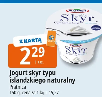 Jogurt skyr typu islandzkiego naturalny Piątnica promocja w Leclerc