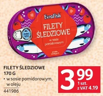 Filety śledziowe ŚwiatFish 170g w sosie pomidorowym, w oleju promocja w Selgros