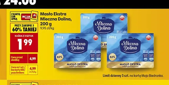 Masło Ekstra Mleczna Dolina promocja w Biedronka