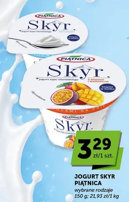 Jogurt Skyr mango marakuja Piątnica promocja w Groszek