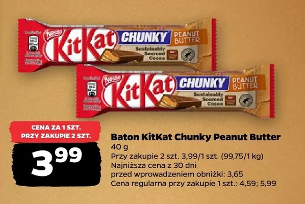 Baton KitKat Chunky Peanut Butter promocja w Netto
