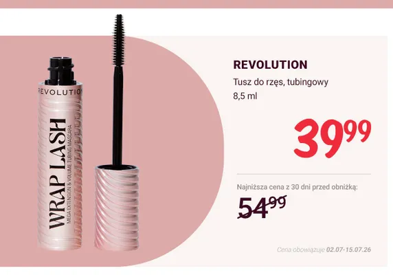 Tusz do rzęs tubingowy Revolution Wrap Lash promocja w Rossmann