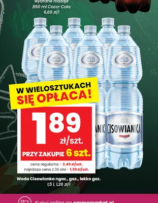 Woda niegazowana Cisowianka promocja w emma MARKET