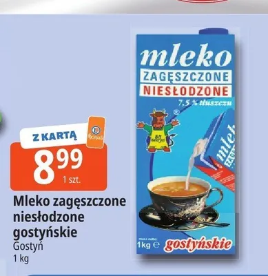 Mleko zagęszczone niesłodzone gostyńskie Gostyń promocja w Leclerc