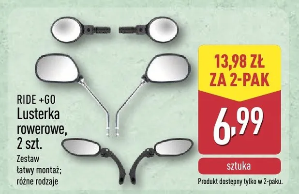 Lusterka rowerowe, 2 szt. promocja w Aldi