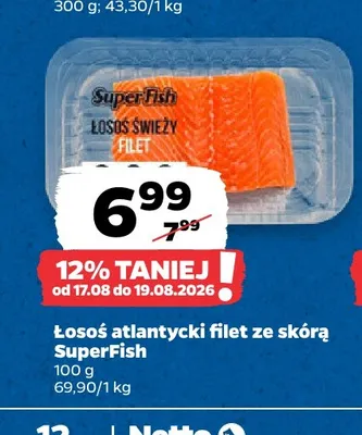 Łosoś atlantycki filet ze skórą SuperFish promocja w Netto