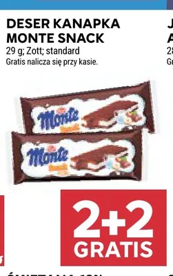 Deser kanapka Monte Snack Zott promocja w Stokrotka