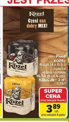 Piwo Kozel Černý 4-pak promocja w Carrefour