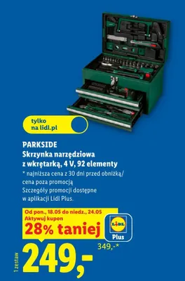 Skrzynka narzędziowa z wkrętarką PARKSIDE 4V 92 elementy promocja w Lidl