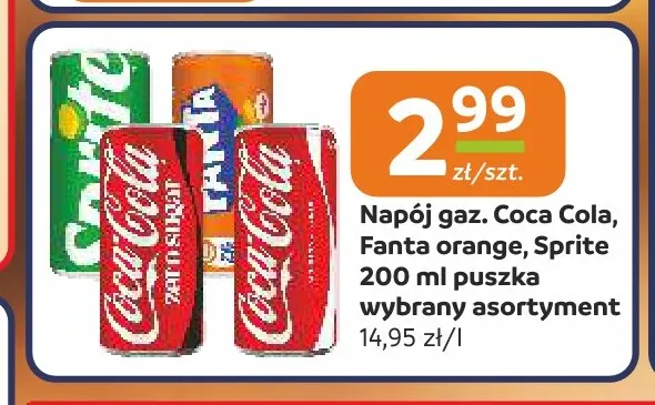Napój gazowany Coca-Cola, Fanta orange, Sprite promocja w Społem Częstochowa
