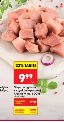 Mięso na gulasz z szynki wieprzowej Kraina Mięs promocja w Biedronka