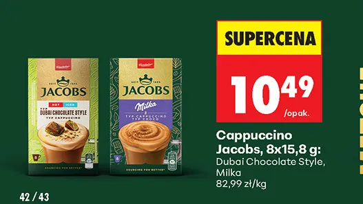 Kawa rozpuszczalna Cappuccino Jacobs Dubai Chocolate Style promocja w Biedronka