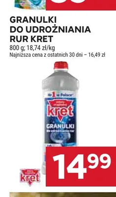 Granulki do udrożniania rur Kret promocja w Stokrotka